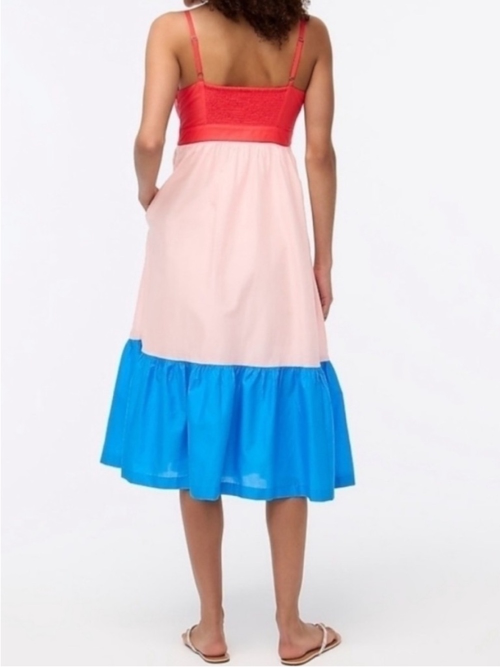 New! J. Crew sz 14 Colorblock tie-front cutout midi dress sleeveless blue NWT - Picture 2 of 9